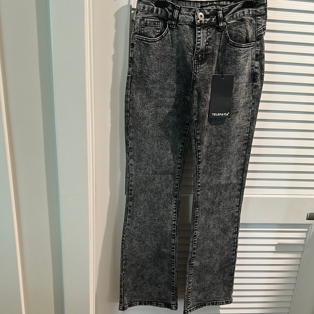 NWT Telepatia  Mid Rise Five Pocket Bootcut Black Denim Jeans.